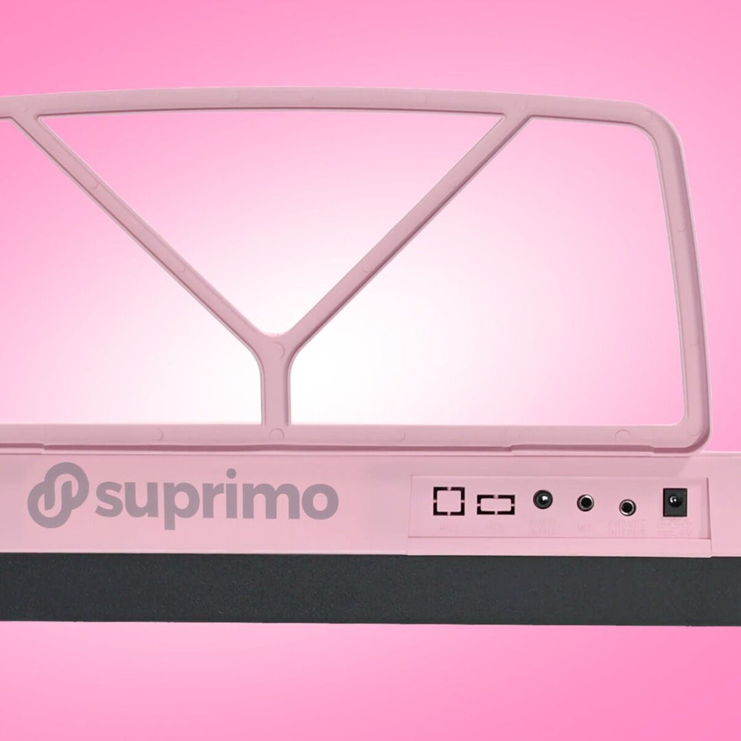 SUPRIMO Keyboards 61 Tangenter Pink med Mikrofoner og Nodestativ