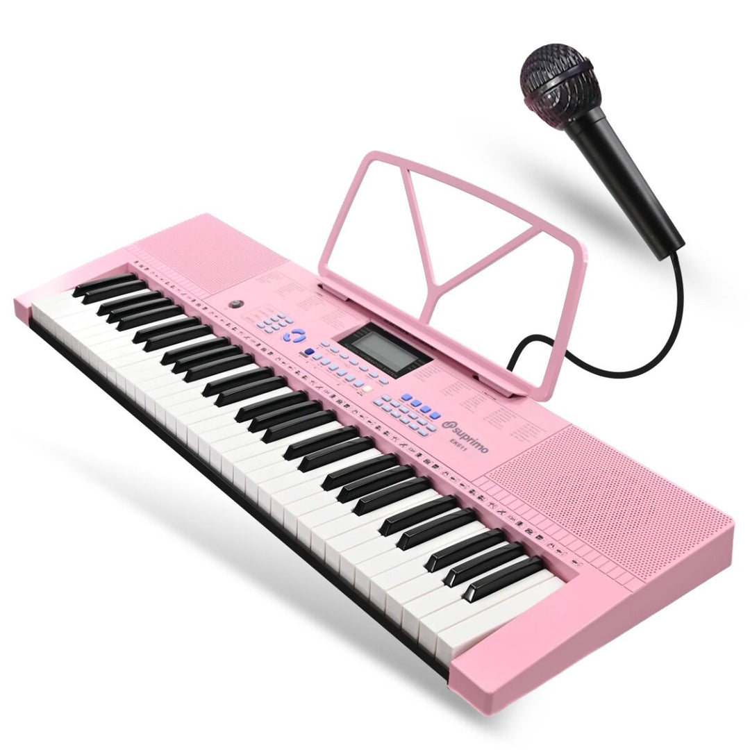 SUPRIMO Keyboards 61 Tangenter Pink med Mikrofoner og Nodestativ
