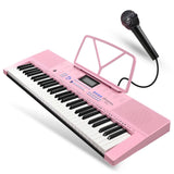 SUPRIMO Keyboard 61 Tangenter Pink med Mikrofon og Nodestativ