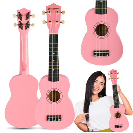 SUPRIMO UK21 PK sopran ukulele 21" pink træ
