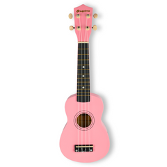 Ukuleleset med fodral, tuner och tillbehör, rosa