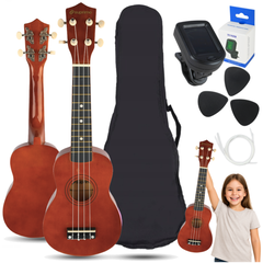 Ukuleleset med Etui, Tuner och Tillbehör,Dark Wood