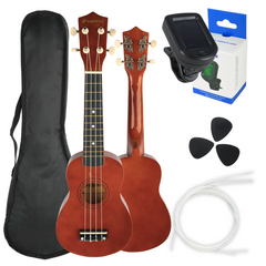 Ukuleleset med Etui, Tuner och Tillbehör,Dark Wood