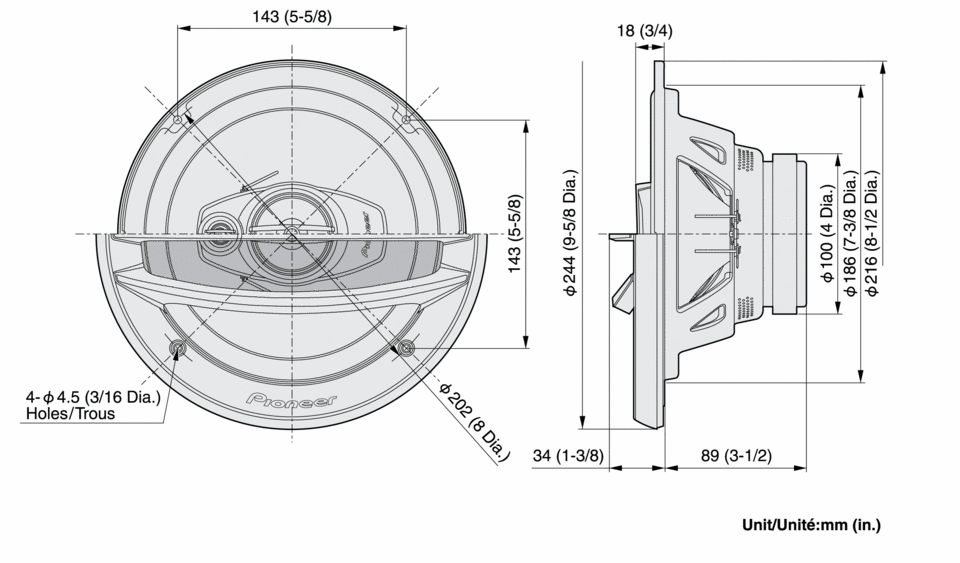 Pioneer TS-A2013i 3-vägshögtalare (500W, 20 cm)