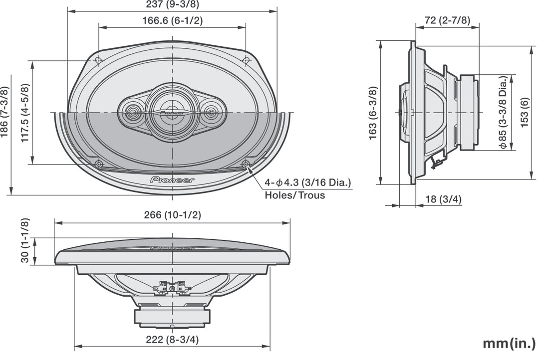 Pioneer TS-A6971F 5-vägs koaxialsystem (600W, 6"x9")