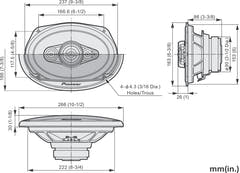 Pioneer TS-A6991F bilhögtalare 5-vägs koaxialsystem (700W, 6"x9")