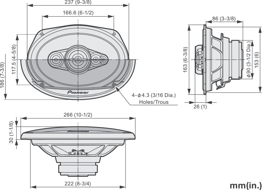 Pioneer TS-A6991F bilhögtalare 5-vägs koaxialsystem (700W, 6"x9")