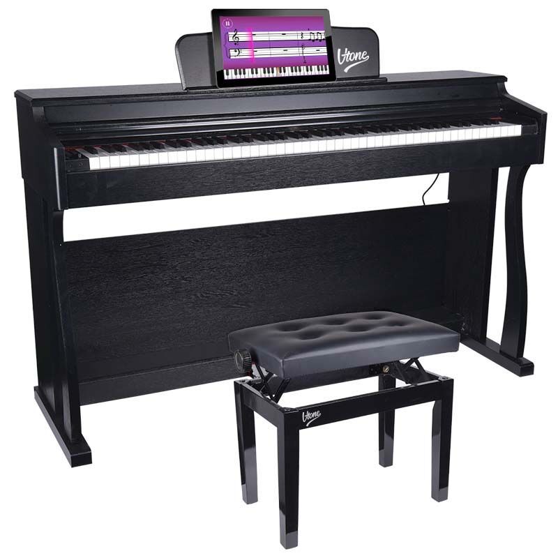 Pianopall med svart konstläder