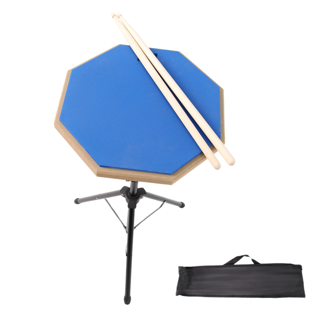 V-TONE PDS1 BL Övningspad 12" – Blå Practice Drum Pad Set med stativ, sticks och väska