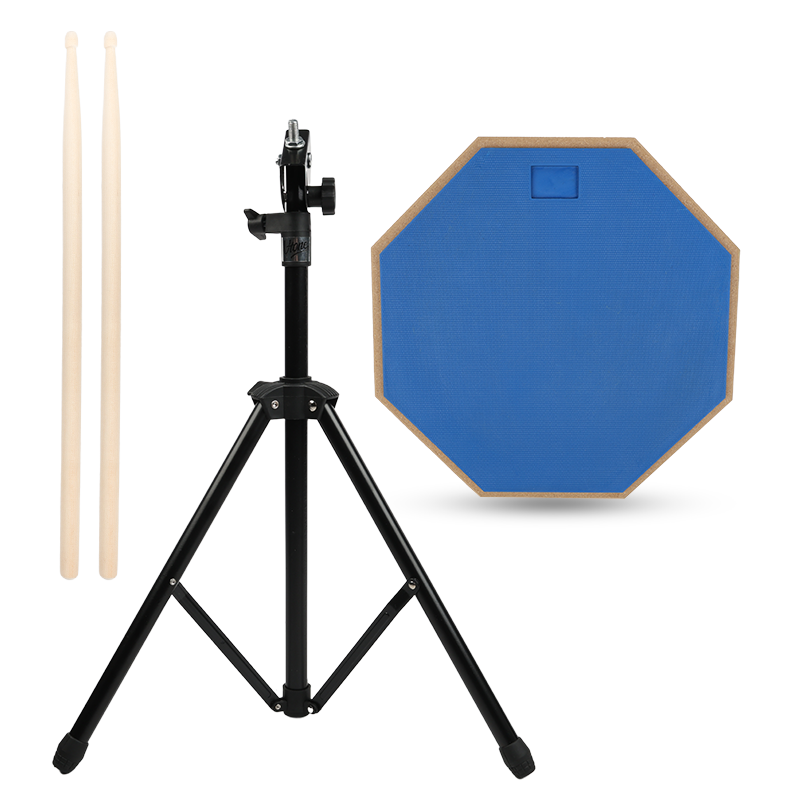 V-TONE PDS1 BL Övningspad 12" – Blå Practice Drum Pad Set med stativ, sticks och väska