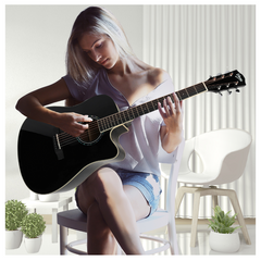 V-TONE VEAG1 CE BK elektro-akustisk gitarr 4/4 dreadnought cutaway svart