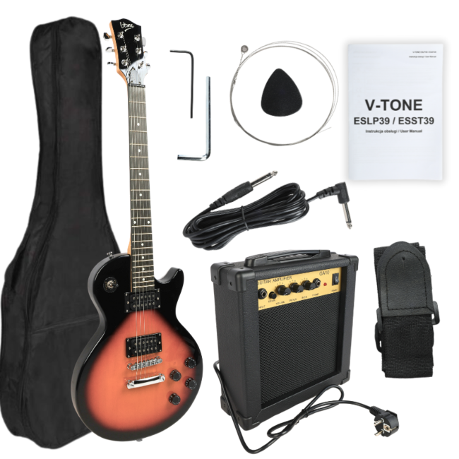 V-Tone ESLP39 SB 4/4 Les Paul elgitarrset med förstärkare, Sunburst