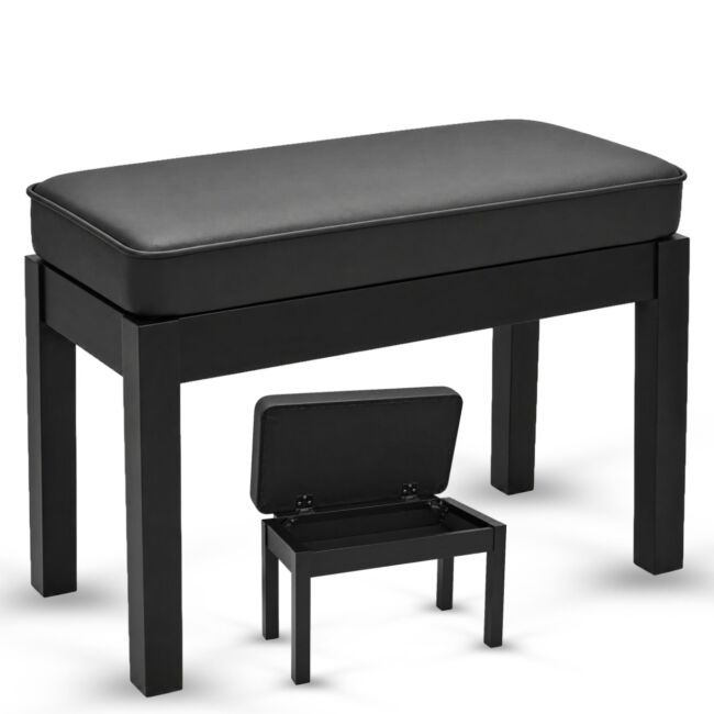 V-TONE Piano- och Keyboardbänk med förvaring, Svart