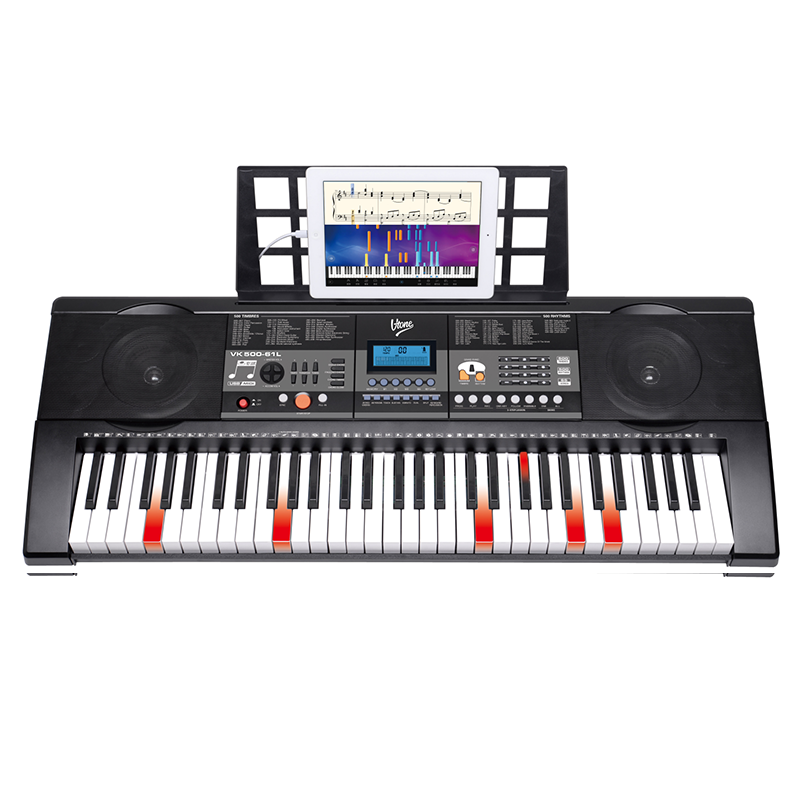 V-TONE VK-500 61L Keyboards – 61 Tangenter med LED Lärfunktion för Barn och Nybörjare
